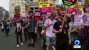 Thousands march in London against racism. 
